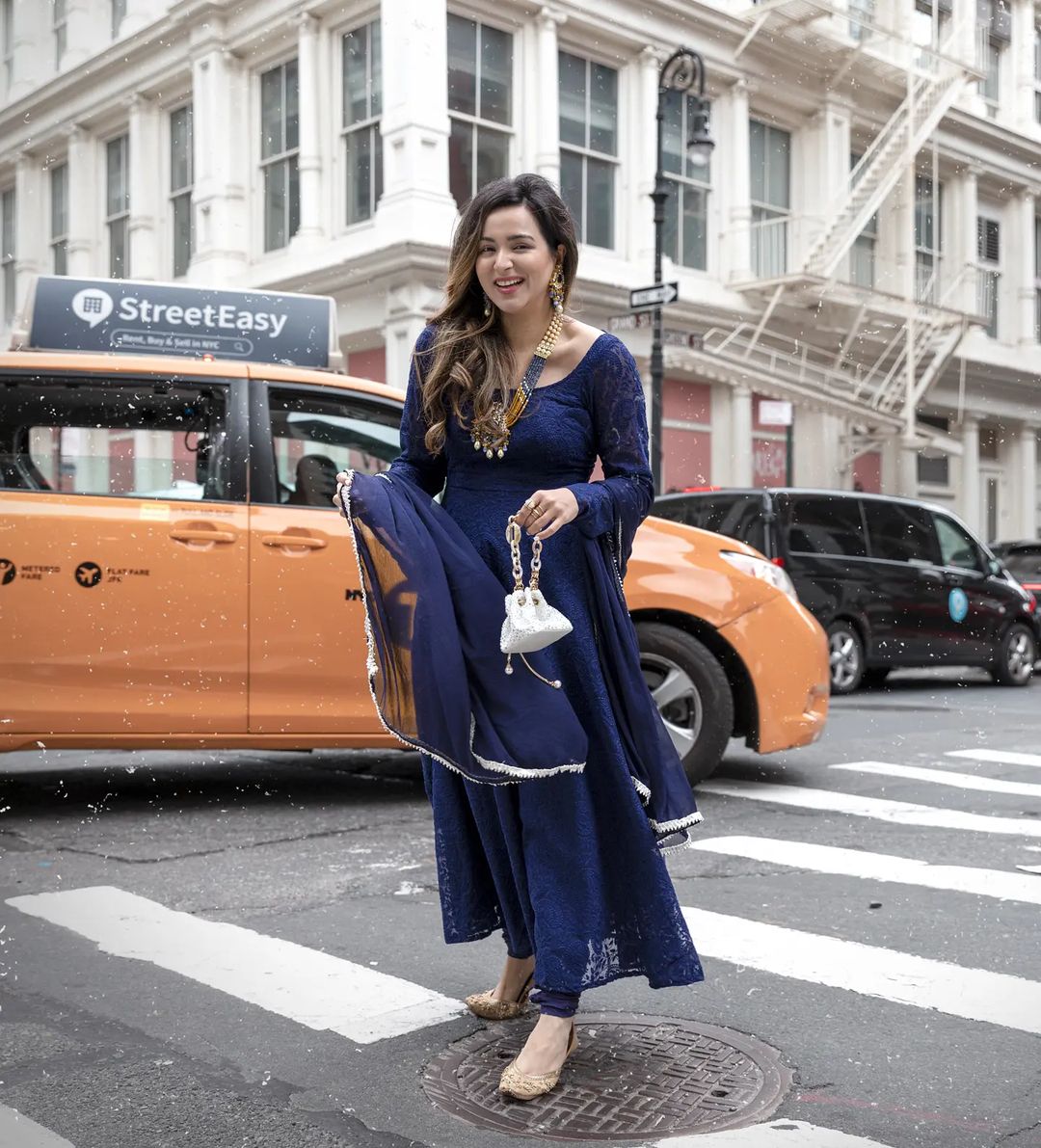 blue anarkali kurti image