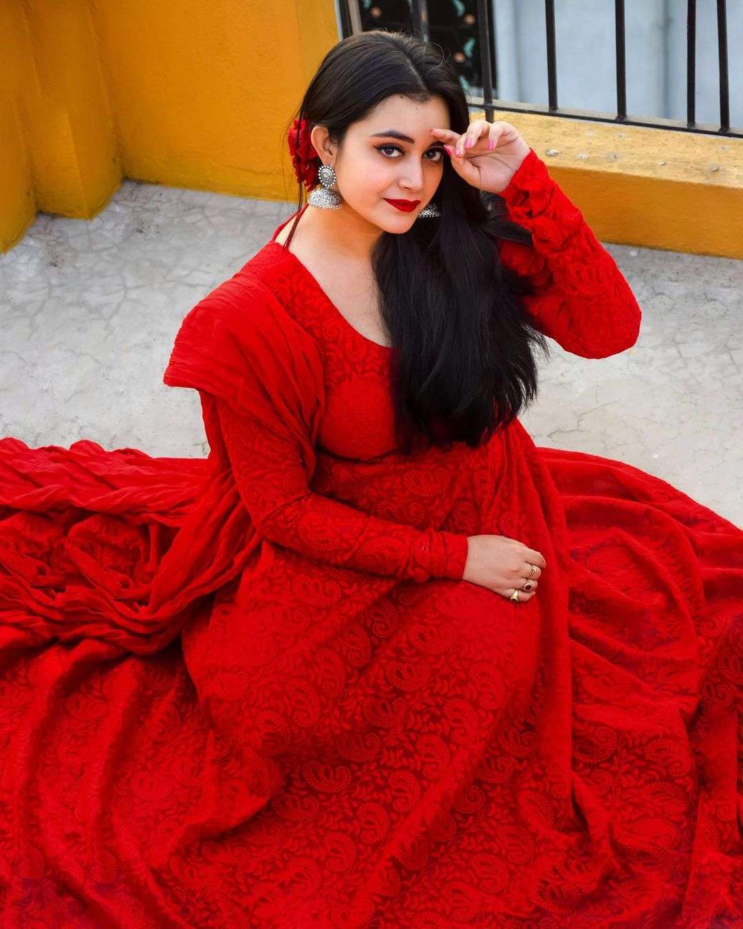 anarkali dress red colour Buy Women's Red Heavy Thread Work Anarkali With Palazzo - Label Shaurya Sandhya | Trendia Red / S