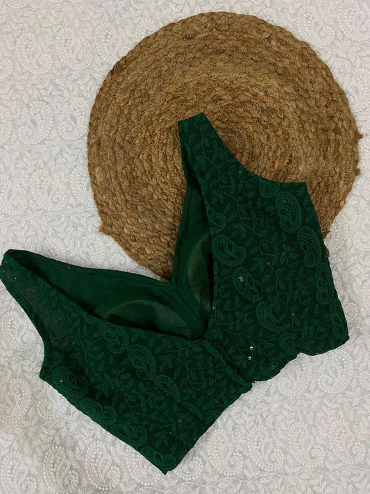 Jasmine Green Sleeveless ( Embroidery Blouse )