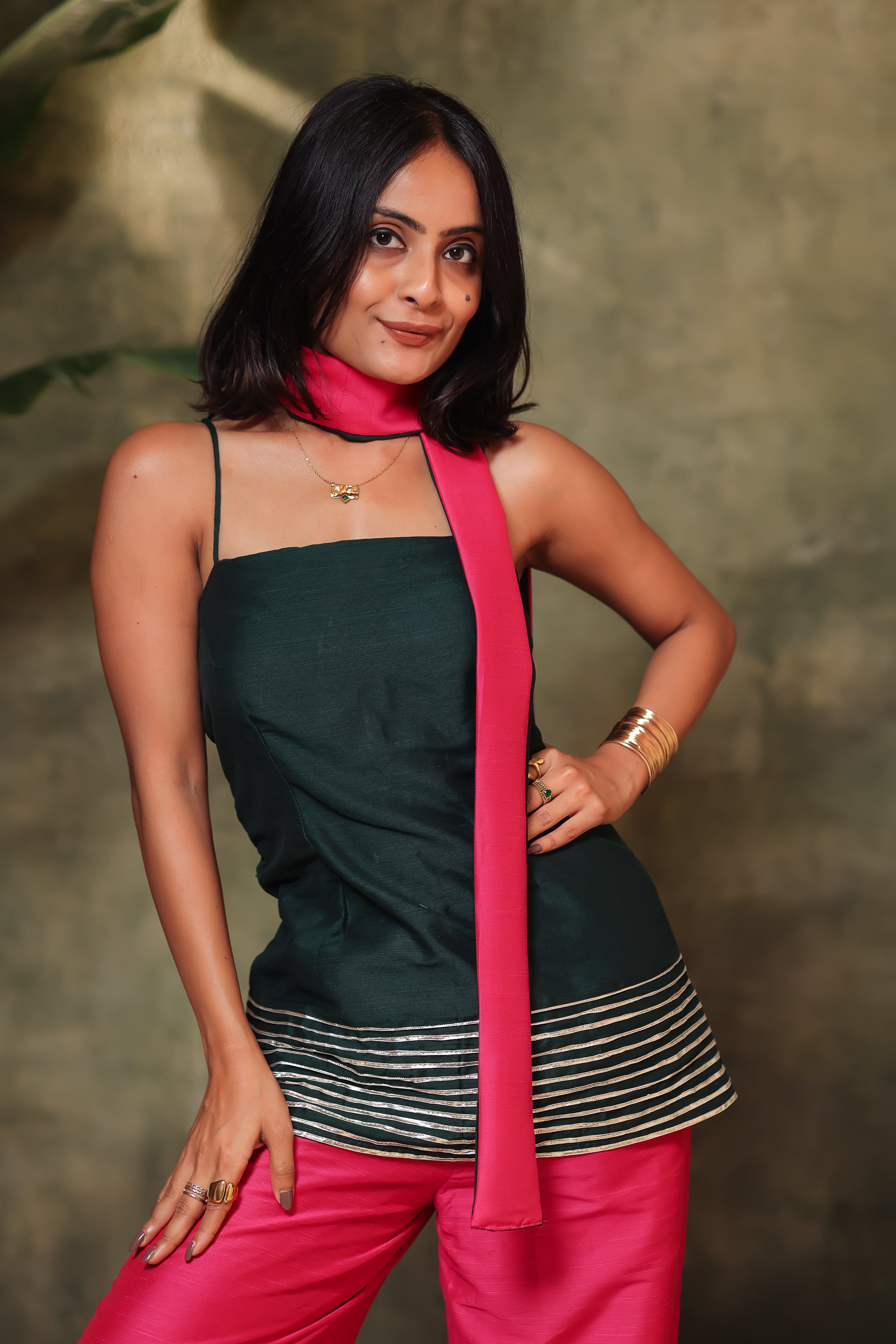 Green Leher Kurti
