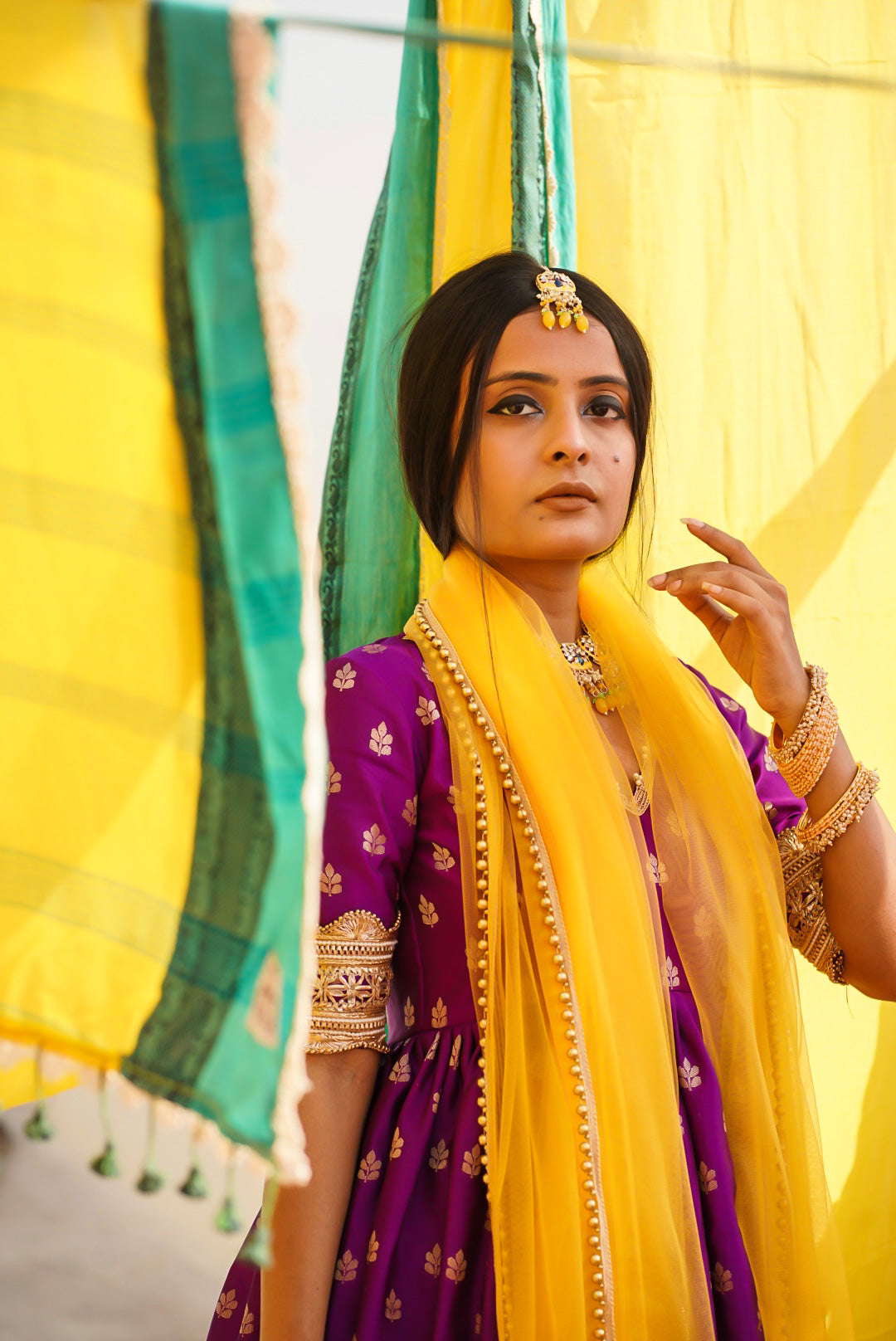 Anar Dupatta In Yellow