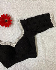 black lace work blouse image