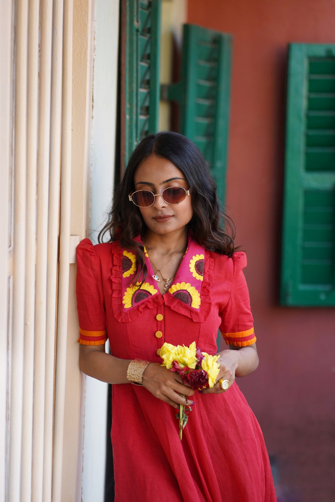 red sunflower dress Red Sunflower Dress #monri #monribeauties #red #cotton #dress