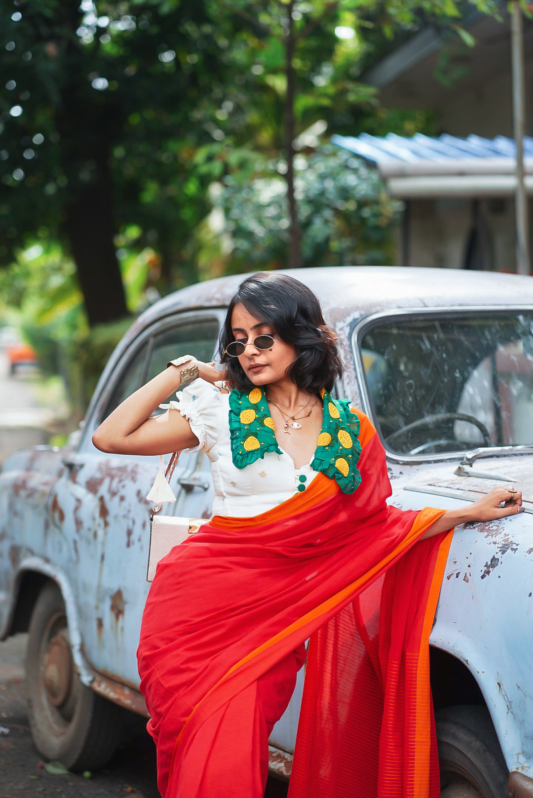 Red Woman Saree
