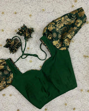 green silk blouse image