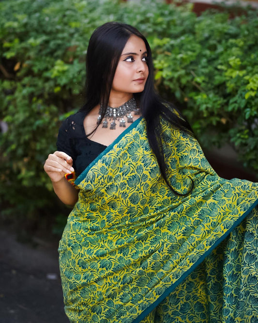 green yellow saree image